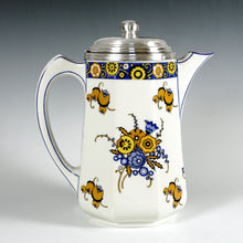 Load image into Gallery viewer, Art Deco French Limoges Porcelain Tetard Freres Silver Mounted Coffee Pot