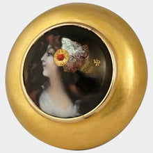Load image into Gallery viewer, Antique French Limoges Enamel Miniature Portrait Parasol Dress Cane Handle