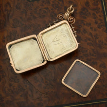 Load image into Gallery viewer, Antique Victorian Gold Filled Locket Pendant Hematite Intaglio Centurion