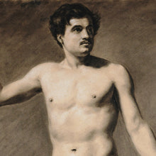Load image into Gallery viewer, Antique French Academic Male Portrait Study Charcoal Life Drawing