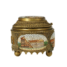 Load image into Gallery viewer, Antique Italian Grand Tour Micro Mosaic Inlaid Trinket Box