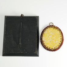 Load image into Gallery viewer, Antique French Miniature Portrait Painting, Gilt Bronze & Garnet Jeweled Frame