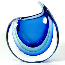 Load image into Gallery viewer, Large Luigi Onesto Murano Italian Sommerso Blue Vase Italian Modernist