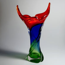 Load image into Gallery viewer, Large Italian Murano Sommerso Glass Vase Free Form 16.5" Tall