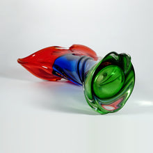 Load image into Gallery viewer, Large Italian Murano Sommerso Glass Vase Free Form 16.5" Tall
