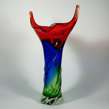 Load image into Gallery viewer, Large Italian Murano Sommerso Glass Vase Free Form 16.5" Tall