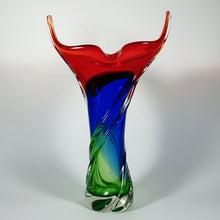 Load image into Gallery viewer, Large Italian Murano Sommerso Glass Vase Free Form 16.5" Tall