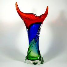 Load image into Gallery viewer, Large Italian Murano Sommerso Glass Vase Free Form 16.5" Tall