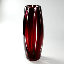Load image into Gallery viewer, Murano Art Glass Vase IVR Mazzega Red & Purple Striped Vintage Mid-Century