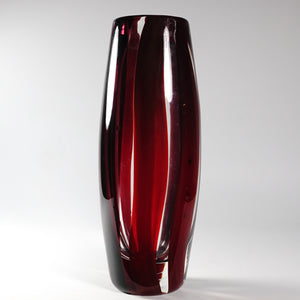 Murano Art Glass Vase IVR Mazzega Red & Purple Striped Vintage Mid-Century