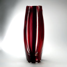 Load image into Gallery viewer, Murano Art Glass Vase IVR Mazzega Red & Purple Striped Vintage Mid-Century