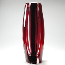 Load image into Gallery viewer, Murano Art Glass Vase IVR Mazzega Red & Purple Striped Vintage Mid-Century