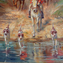 Load image into Gallery viewer, Willy P. Ahrweiler (1905–1987) Oil Painting of a Fox Hunt, Horses and Hounds