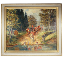 Load image into Gallery viewer, Willy P. Ahrweiler (1905–1987) Oil Painting of a Fox Hunt, Horses and Hounds
