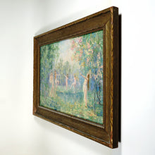 Load image into Gallery viewer, Listed Texas Artist Leola Freeman, Dancing Nymphs in a Forest Oil Painting, American Impressionist