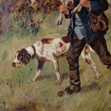 Load image into Gallery viewer, Josef Schmitzberger (1851 - 1940) German Oil Painting Hunting Genre, Dachshund, English Pointer, Hunter &amp; Stag
