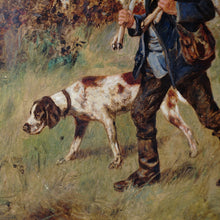 Load image into Gallery viewer, Josef Schmitzberger (1851 - 1940) German Oil Painting Hunting Genre, Dachshund, English Pointer, Hunter & Stag