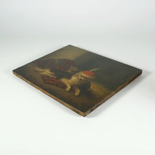 Load image into Gallery viewer, Antique 19thc Costumed Dogs Oil Painting on Wood