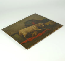 Load image into Gallery viewer, Antique Terrier Dog & Puppies Oil Painting on Wood