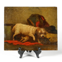 Load image into Gallery viewer, Antique Terrier Dog & Puppies Oil Painting on Wood