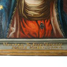 Load image into Gallery viewer, Antique 19c Portrait of Virgin Mary, Crowned Mother of Mercy, Religious Oil Painting