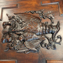 Load image into Gallery viewer, Antique Black Forest Carved Wood Panels PAIR Animal Plaques Hunting Game Trophy