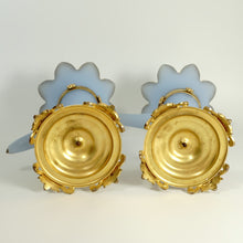 Load image into Gallery viewer, Pair Antique French Opaline Glass Cornucopia Horn Vases Dore Bronze Mounts