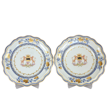 Load image into Gallery viewer, Pair French Samson Chinese Export Style Armorial Porcelain Plates