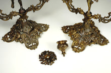 Load image into Gallery viewer, Vintage Bronze Candle Holders PAIR Candlestick Candelabras Figural Ornate