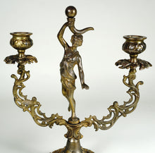 Load image into Gallery viewer, Vintage Bronze Candle Holders PAIR Candlestick Candelabras Figural Ornate