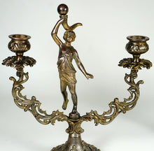 Load image into Gallery viewer, Vintage Bronze Candle Holders PAIR Candlestick Candelabras Figural Ornate
