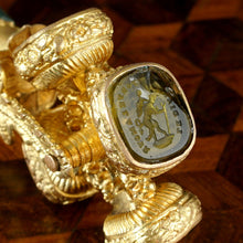 Load image into Gallery viewer, Antique French Palais Royal Wax Seal Wheel Spinning Rotating Intaglio Gilt Metal