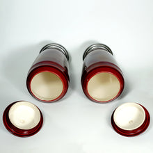 Load image into Gallery viewer, Pair Art Deco French Vases Paul Milet Sevres Ceramic Urns Ox Blood Sang De Boeuf Red Flambe Glaze