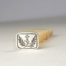 Load image into Gallery viewer, Antique French Palais Royal Mother of Pearl Silver Wax Seal, Cross Matrix