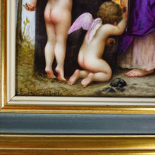 Load image into Gallery viewer, Antique French Porcelain Portrait Plaque Love's Menu, Maiden Lady with Cherubs Putti