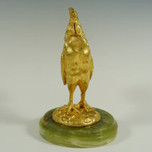 Load image into Gallery viewer, Signed Antique French Gilt Bronze Rooster Sculpture, Animalier Figure, Marble Base