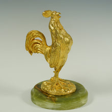Load image into Gallery viewer, Signed Antique French Gilt Bronze Rooster Sculpture, Animalier Figure, Marble Base