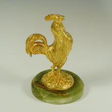 Load image into Gallery viewer, Signed Antique French Gilt Bronze Rooster Sculpture, Animalier Figure, Marble Base