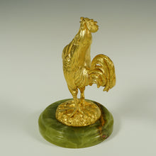 Load image into Gallery viewer, Signed Antique French Gilt Bronze Rooster Sculpture, Animalier Figure, Marble Base