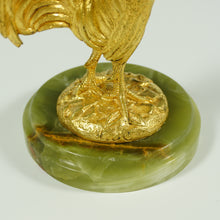 Load image into Gallery viewer, Signed Antique French Gilt Bronze Rooster Sculpture, Animalier Figure, Marble Base