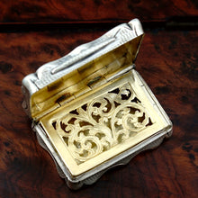 Load image into Gallery viewer, Antique Victorian Sterling Silver Vinaigrette Frederick Marson, Belt & Crown Monogram