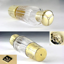 Load image into Gallery viewer, Antique French Sterling Silver Liquor Flask, Gilt Vermeil, Cut Crystal, Saglier Freres