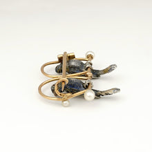 Load image into Gallery viewer, Antique Victorian 18K Rose Gold & Silver French Bird Brooch, Diamonds & Pearls, Ruby Eyes