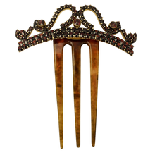 Load image into Gallery viewer, Vintage Bohemian Garnet Hair Comb Tiara Czech 900 Silver