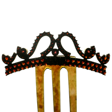 Load image into Gallery viewer, Vintage Bohemian Garnet Hair Comb Tiara Czech 900 Silver