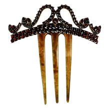 Load image into Gallery viewer, Vintage Bohemian Garnet Hair Comb Tiara Czech 900 Silver