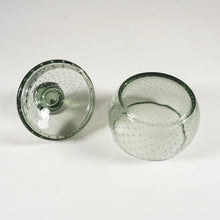 Load image into Gallery viewer, Vintage Czech Glass Powder Jar Vanity Dresser Box Controlled Bubble Smoky Gray