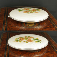 Load image into Gallery viewer, Sterling Silver Guilloche Enamel Compact Crisford & Norris Chrysanthemum Flowers