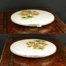Load image into Gallery viewer, Sterling Silver Guilloche Enamel Compact Crisford & Norris Chrysanthemum Flowers