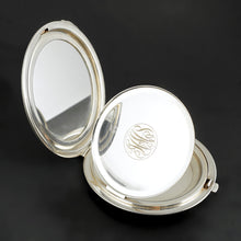 Load image into Gallery viewer, Sterling Silver Guilloche Enamel Compact Crisford & Norris Chrysanthemum Flowers